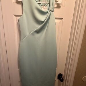 Calvin Klein Sleeveless Mint Sheath Dress with Draped Neck